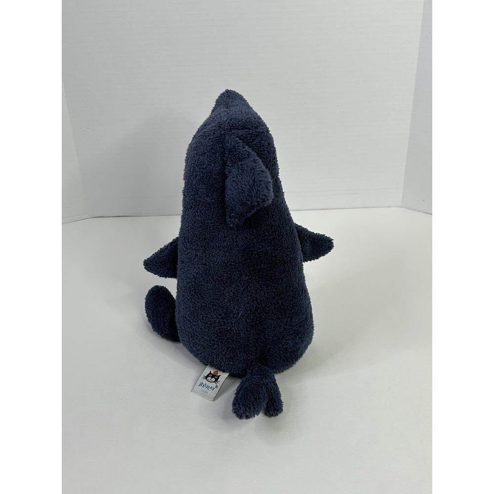 Jellycat London Toothy Shark Stuffed Animal Plush Dark Blue + Cream - Picture 4 of 12